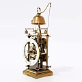 Vintage Brass Mechanical Household Appliance With Bell Gear And Base Structure