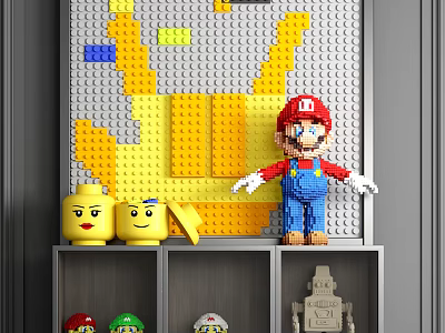 Modern toy children Lego toy building block wall 3d model