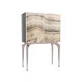 Modern Chest of Drawers with Marble Pattern Surface and Elegant Metal Legs Design