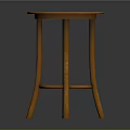 Round Orange Wooden Stool With Three Legs And Ring Shaped Crossbar For Home Furniture