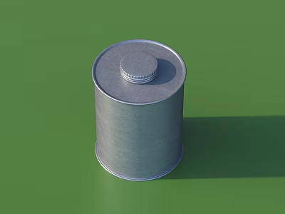 Industrial Equipment Durable Metal Cylindrical Lidded Storage Container On Green Surface 3d model