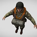 Detailed Game and Movie Military Character Wearing Green Uniform Helmet and Tactical Gear