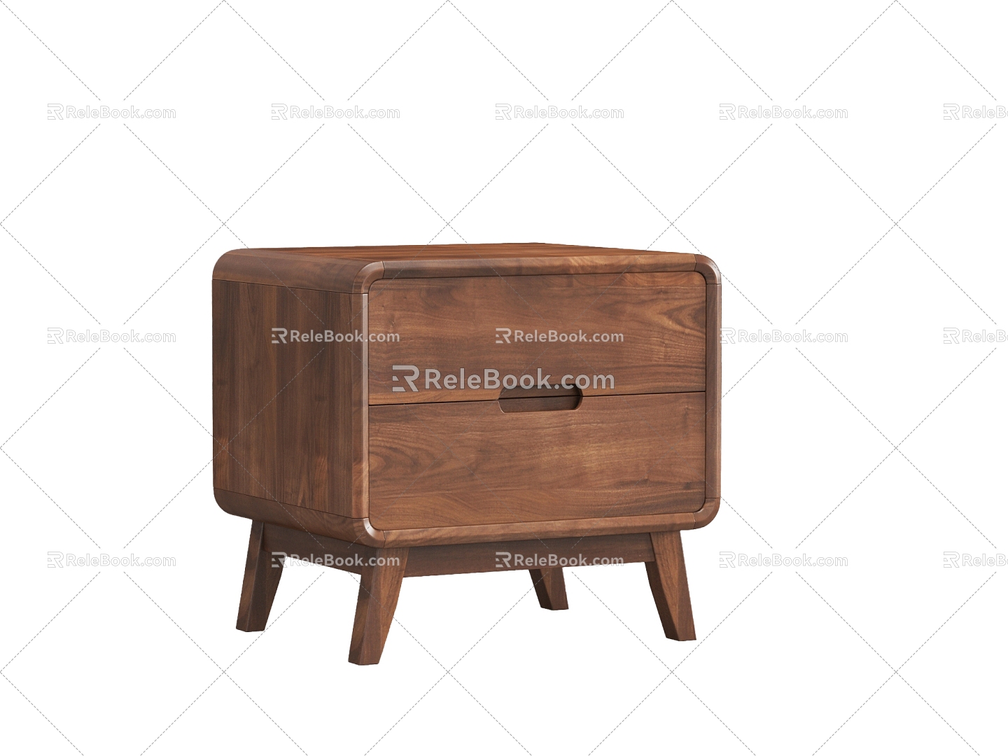 Solid wood bedside table 3d model