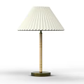 Elegant Table Lamp With Pleated White Shade Golden Post And Circular Base 3d model