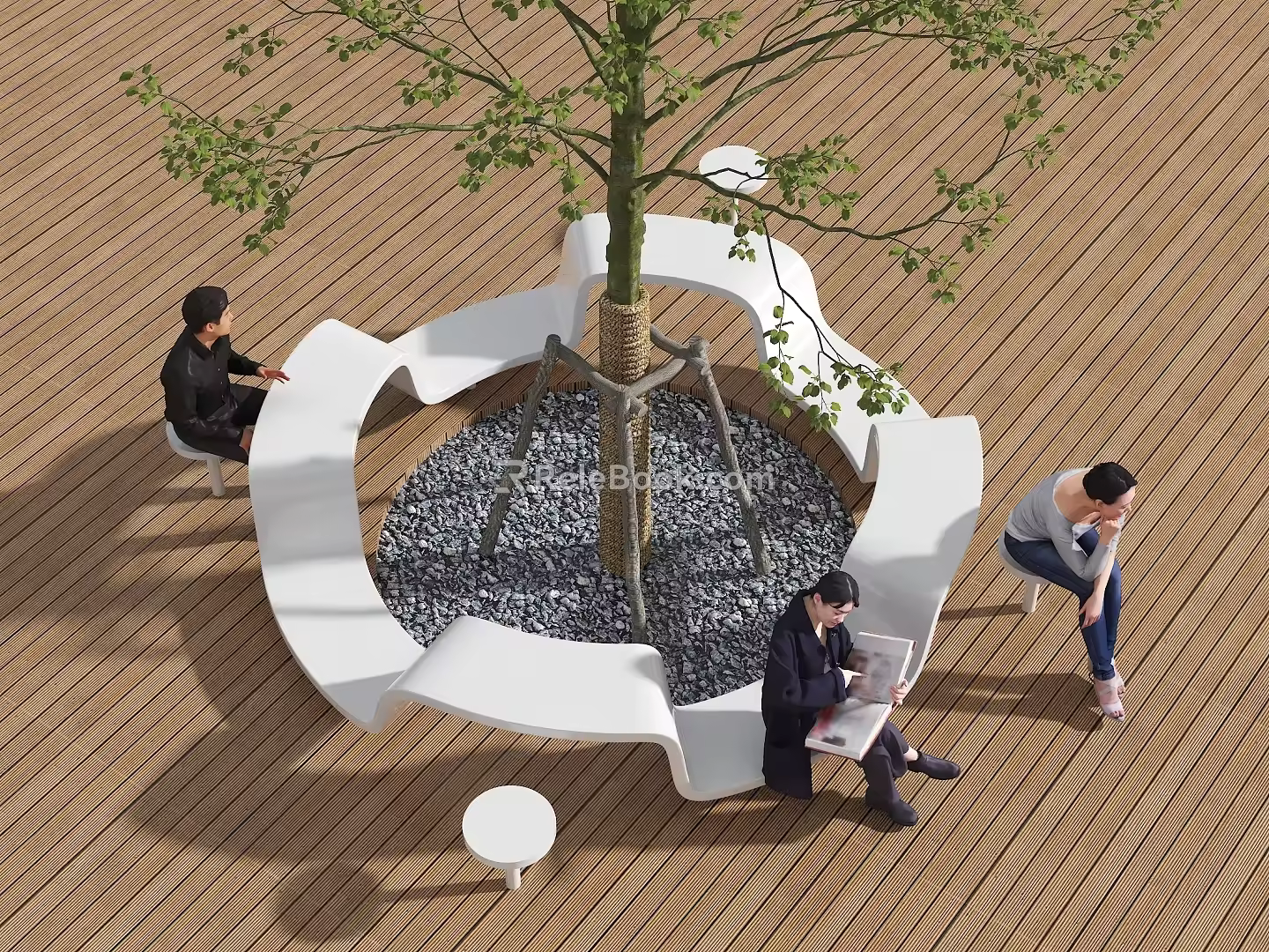 Modern Combination Tree Pool Table and Chair Landscape Tree Pool Simple Tree Pool Seat Combination Tree Pool Table and Chair Park Round Tree Pool 3d model