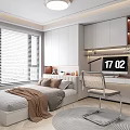 Tatami Bedroom Interior With Tatami Bed White Cabinets Desk Chair And Window Blinds