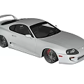 White Sleek Two Door Sports Car With Rear Spoiler And Sporty Wheels