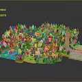 Cartoon Style Miniature Village Model With Colorful Houses Green Trees River And Roads