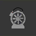 Industrial Metal Cylindrical Equipment With Black Cables Control Panel And Metal Stand