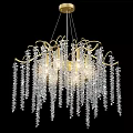 Elegant Gold Frame Chandelier With Crystal Pendants And Dangling Beads