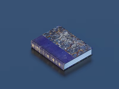 Hardcover Book With Dark Blue Cover Golden Decorations And Intricate Patterns 3d model