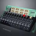 Modern Green Black Audio Mixer With Multiple Knobs Buttons And Display Panels
