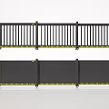 Black Movable Safety Barriers With Yellow Stripes And Control Panel 3d model