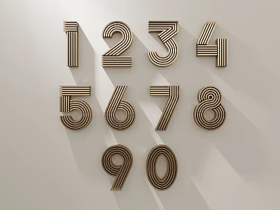 Modern Striped Number Wall Decorations For Home 3d model