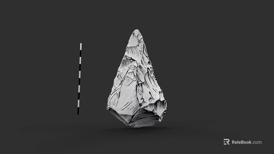 Sculpture Carving with Conical Shape Intricate Surface Texture and Measuring Scale 3d model 