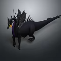 Black Dragon Game Movie Character With Spiky Back Wings Yellow Eyes And Purple Underbelly
