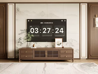 New Chinese TV Cabinet TV Background Wall 3d model