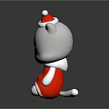 Gray Cat Plush Toy With Santa Hat And Red Christmas Outfit