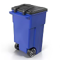 Public Facility Blue Recycle Bin With Wheel And Recycling Symbol