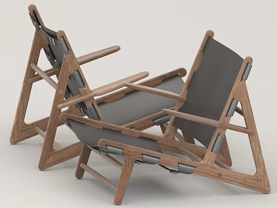 Modern Wooden Frame Leisure Chair With Gray Fabric Seat And Armrest Design 3d model