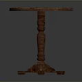 Round Wooden Dining Table With Carved Legs And Cross Base Design