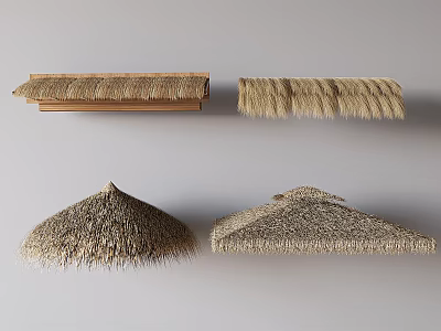 Different Types Of Thatched Roof Structures With Various Shapes And Designs 3d model
