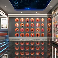 Modern Cybercafe Interior With Starry Sky Ceiling And Beverage Displays 3d model