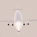 White Airplane Model With Blue Red Stripes And Two Black Engines On Wings