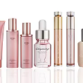 Various Skincare Products Including Serum Bottles And Lotion Tubes From Different Brands