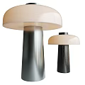 Modern Table Lamp With White Smooth Shade And Black Textured Column Design Style