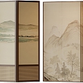 New Chinese Style Screen Partition Folding Screen Decorative Painting Wallpaper Silent Wind Screen Rattan Screen 3d model