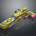 Sci Fi Mechanical Vehicle With Yellow Main Body Red Components And Geometric Patterns 3d model