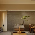 Modern Dessert Shop Interior with Wooden Counter Seating and Soft Lighting