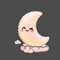 Cartoon Inflatable Crescent Model with Smiling Face Blush Cheeks and Cloud Base