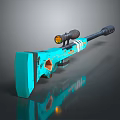 Teal Sniper Rifle With Modern Design Orange Scope Lens And Reflective Surface 3d model