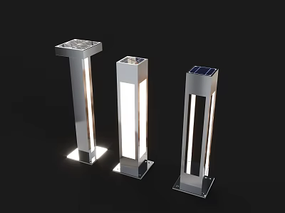 Modern Solar Powered Outdoor Lights With Column Design And LED Illumination 3d model
