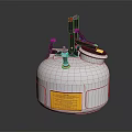 White Industrial Storage Equipment With Red Indicator Light Black Control Components And Yellow Warning Label