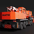 Orange KATO Heavy Duty Crane Truck With Large Boom And Multiple Wheels