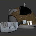 Tactical Combat Weapon Helmet With Metallic Brown Finish And Mechanical Parts