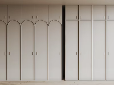 Modern Minimalist White Wardrobe With Double Doors And Arched Design 3d model