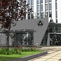 Modern Innovation Research Center Office Building With Glass Curtain Walls And Entrance Canopy