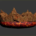 Artistic Lava Like Sculpture With Multi Petaled Structure And Glowing Red Orange Hue