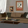 Modern double sofa coffee table combination 3d model