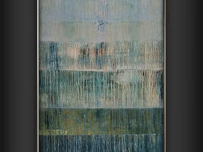 Contemporary Picture Frame Featuring Abstract Blue Green Vertical Textured Painting Layers 3d model