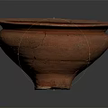 Cracked Terracotta Bowl With Wide Rim And Round Base Vintage Surface Details