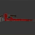 Red Vintage Pipe Wrench Tool On Black Background With Reflection Effect