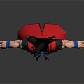 Game And Movie Character With Spiky Black Hair Red Robe Blue Sash And Blue Wristbands