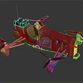 Vintage Sci Fi Spacecraft Featuring Brown Seat Pink Propellers And Metallic Frame