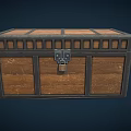 Vintage Wooden Playground Storage Chest With Metal Lock And Decorative Frames
