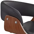 Modern Black Leather Bar Stool With Wooden Frame Metal Base And Adjustable Height